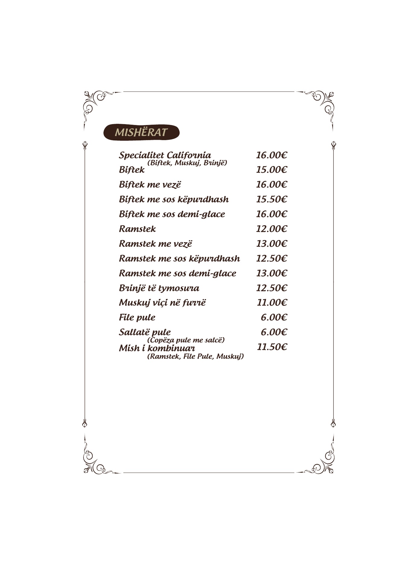 Meats and Chef Specialties